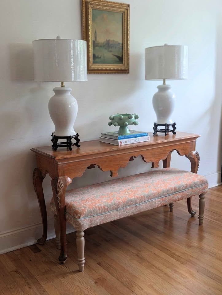 Orange Tapestry Bench