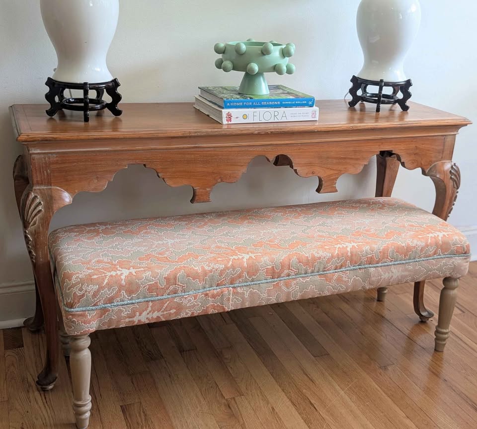 Orange Tapestry Bench