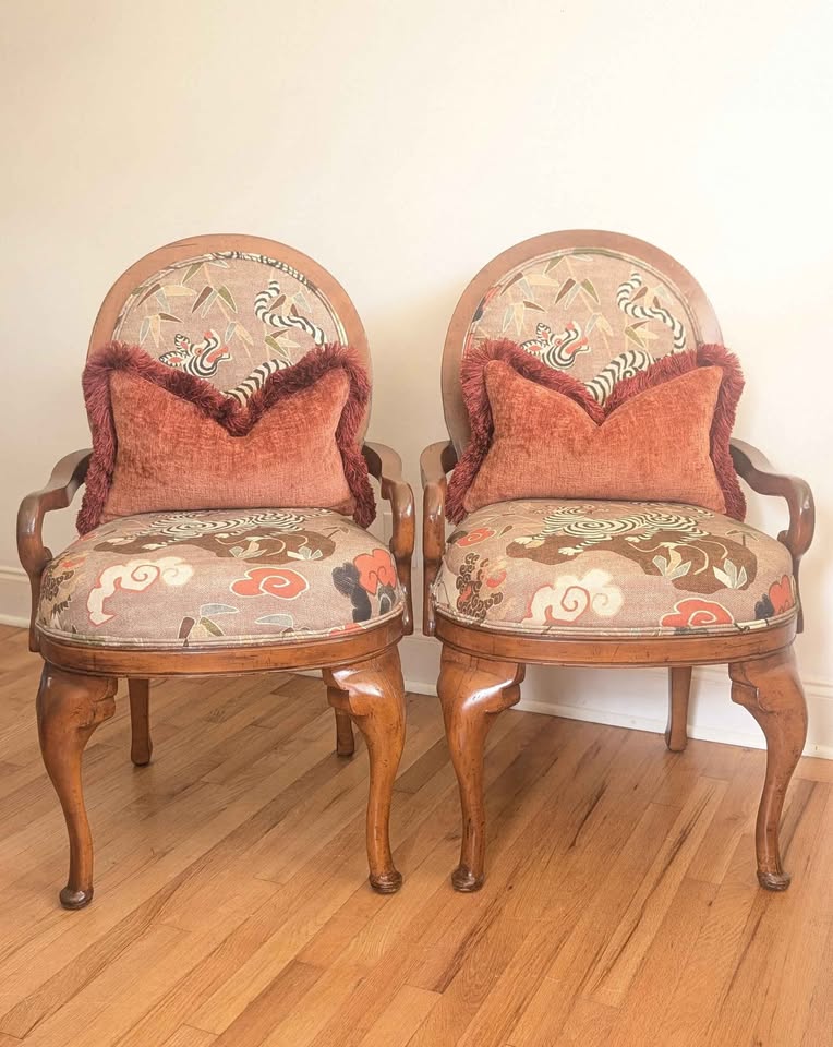 Tibetan Tiger Arm Chairs-Pair