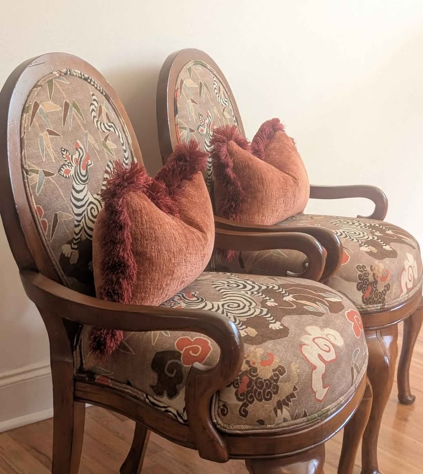 Tibetan Tiger Arm Chairs-Pair